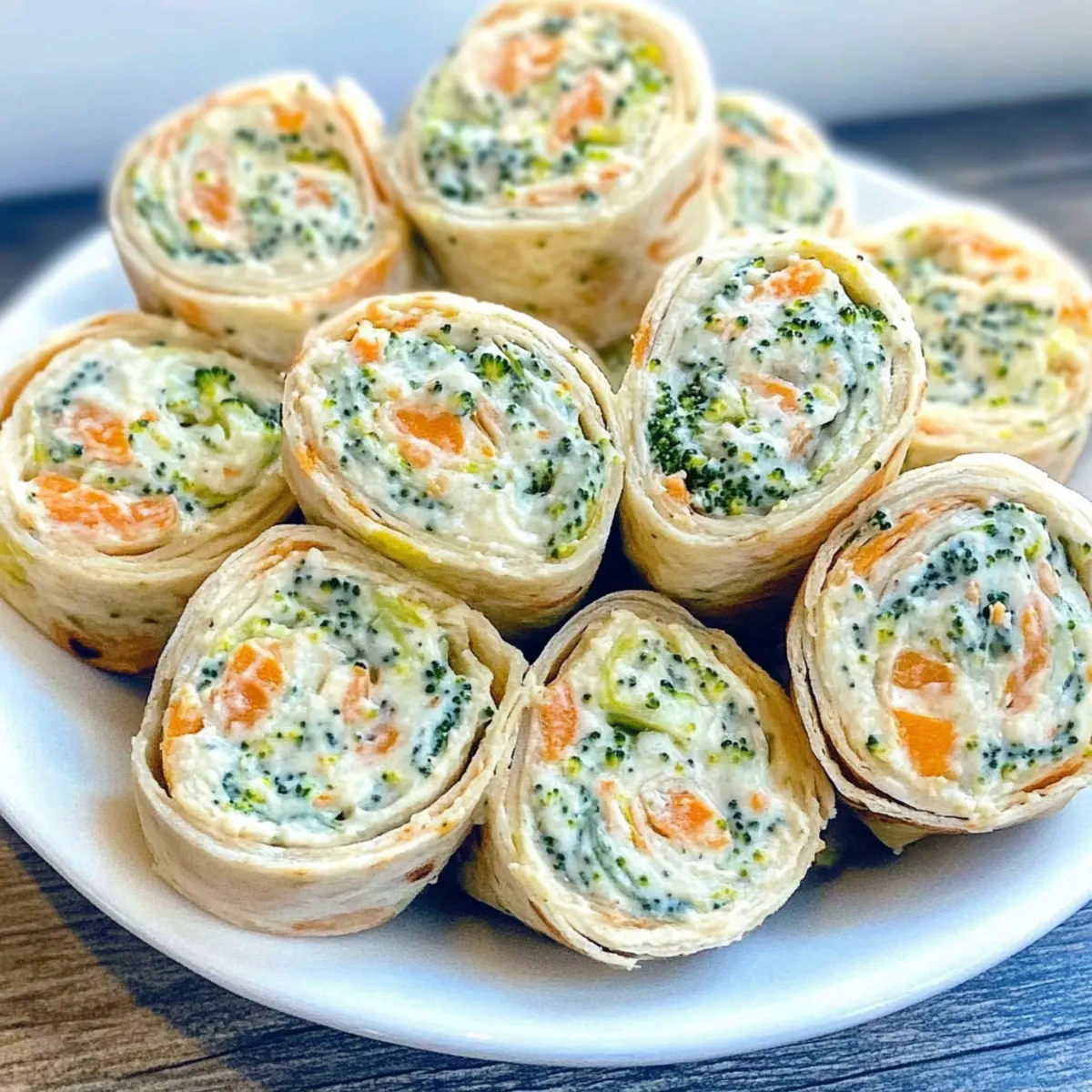picnic idea Vegan Veggie Pinwheels with Broccoli and Carrots