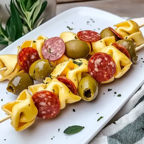 Tortellini Skewers with Olives & Pepperoni