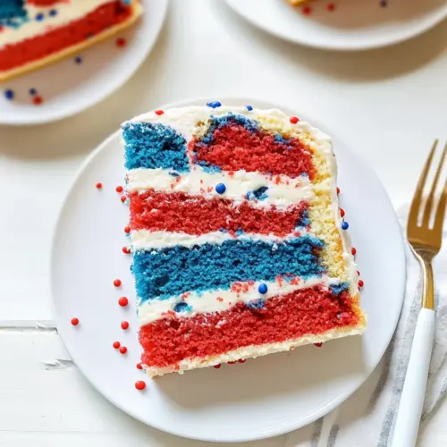 Red, White and Blue Marble Layer Cake