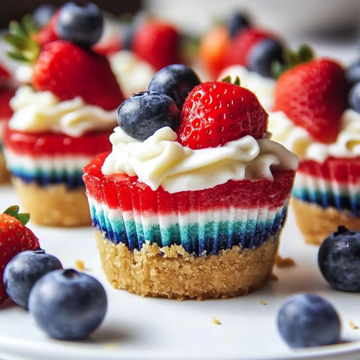Red White and Blue Mini Cheesecakes