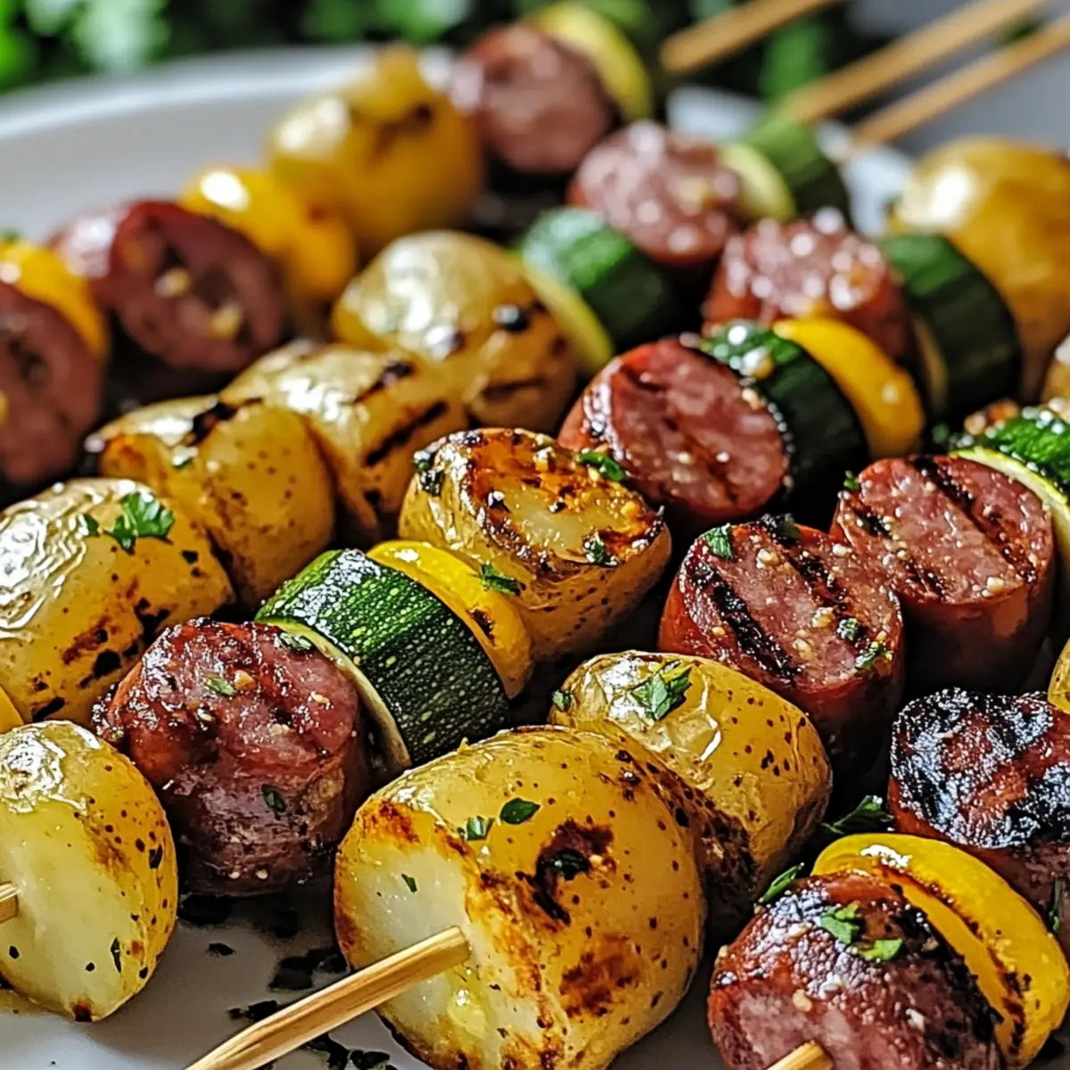 Cowboy Butter Kielbasa and Potato Skewers