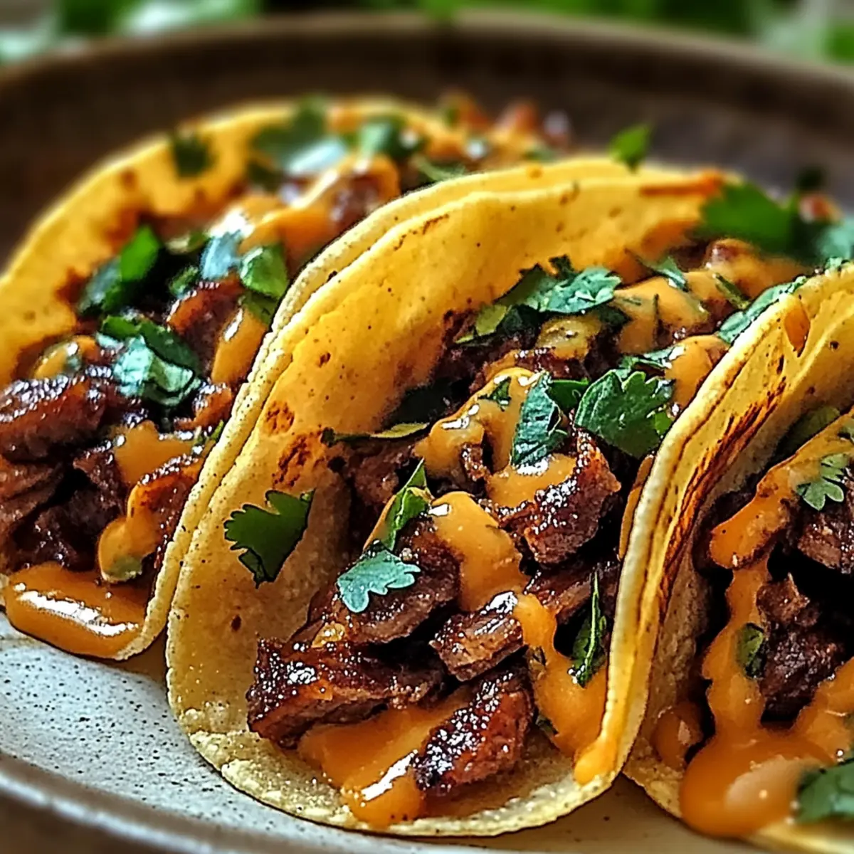 Garlic Butter Honey BBQ Beef Tacos