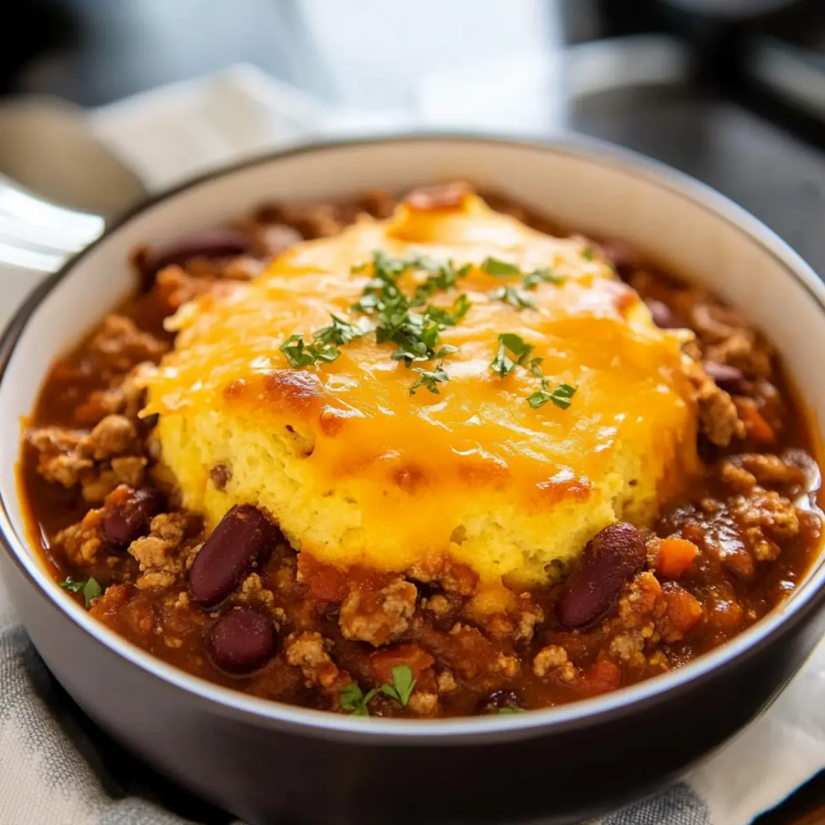 Chili Cheese Biscuit Bake