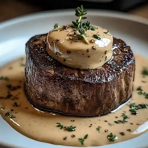 Filet Mignon with Creamy Peppercorn Sauce
