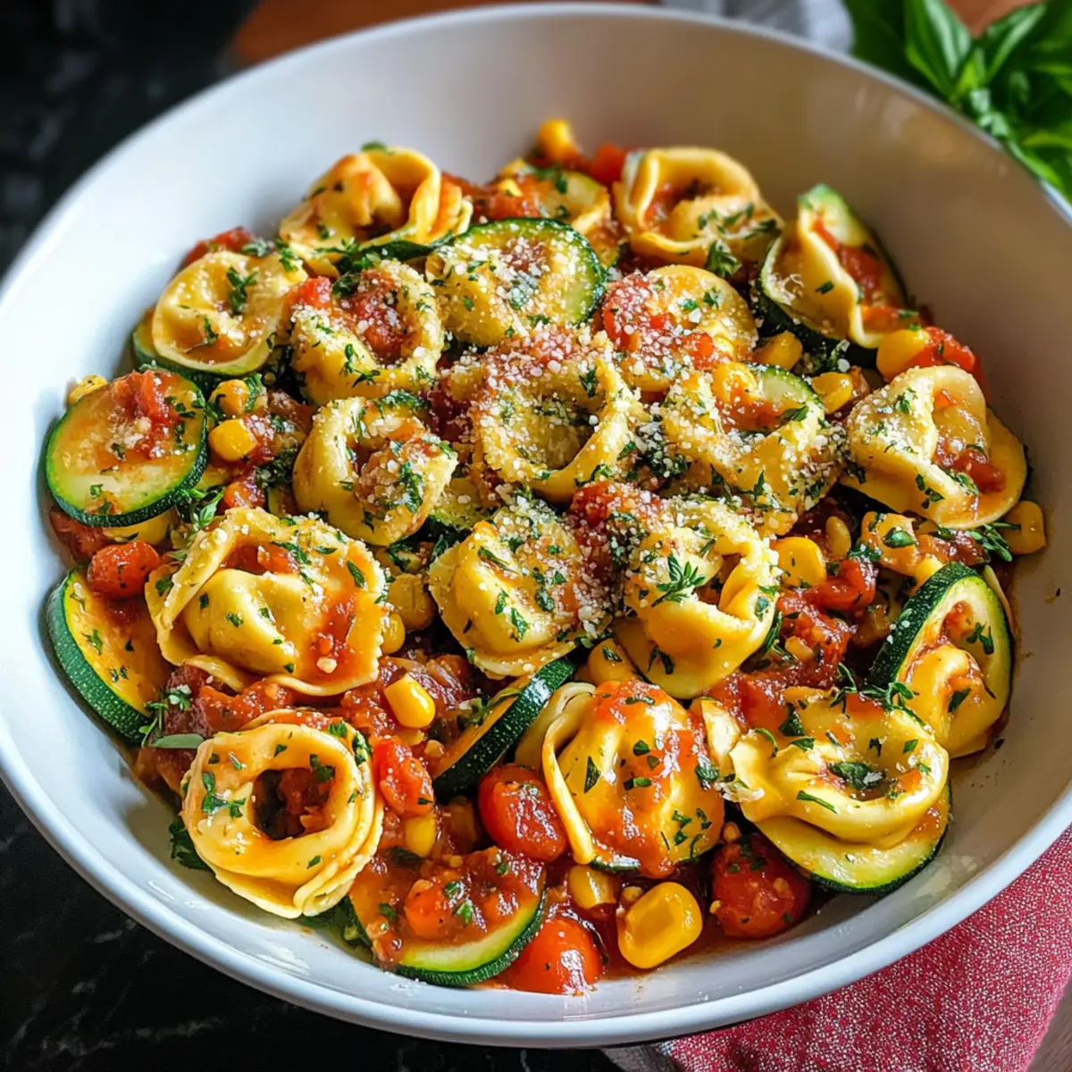 Cheese Tortellini with Summer Veggies