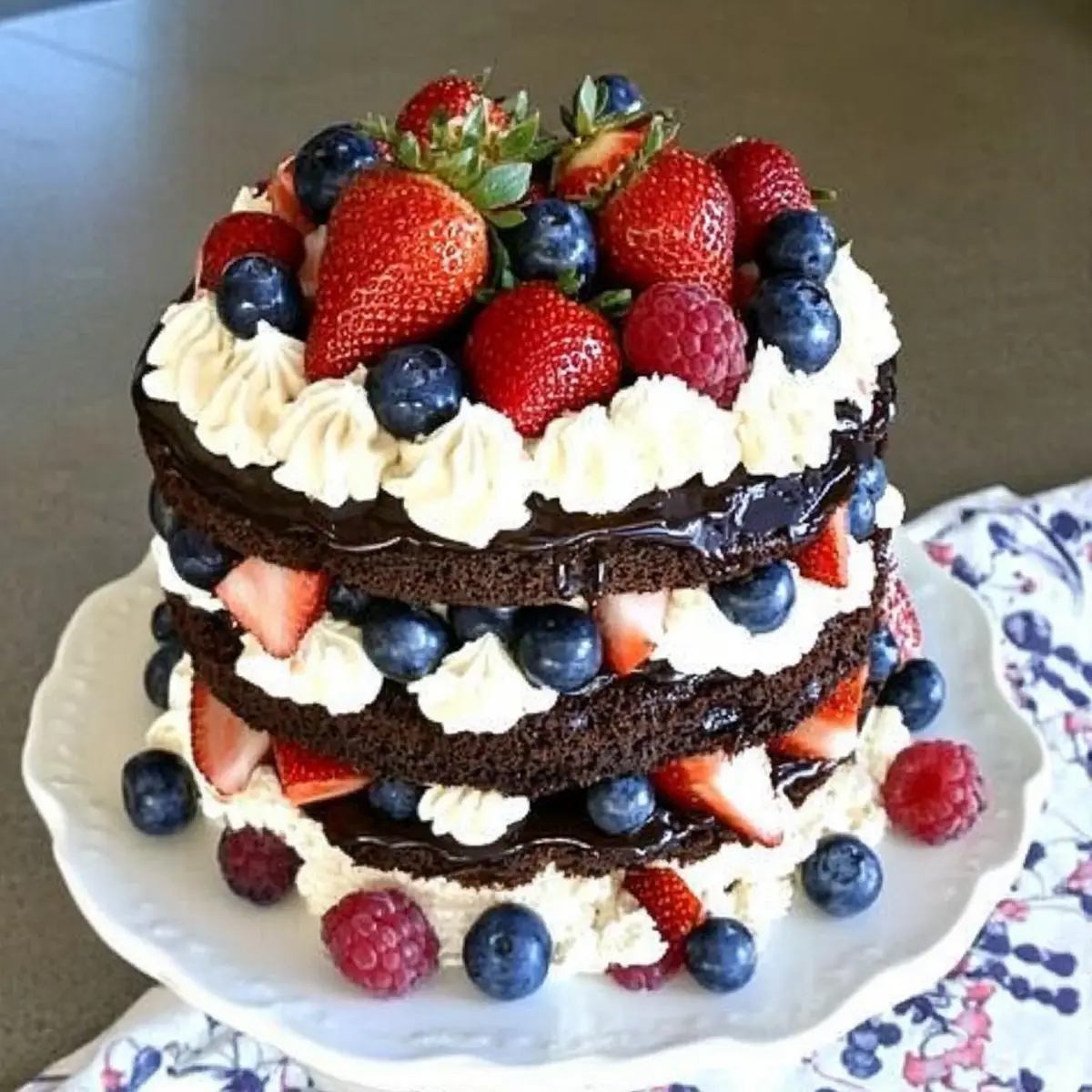 Three Tier Gluten-Free Fourth of July Chocolate Cake