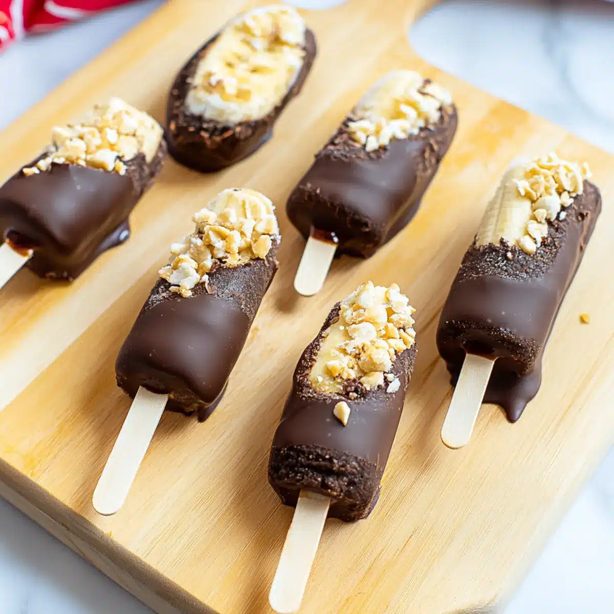 Frozen Chocolate Covered Banana Popsicles