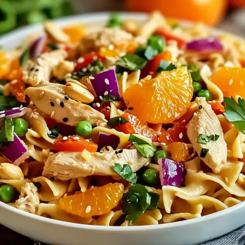 Crunchy Asian Chicken Pasta Salad